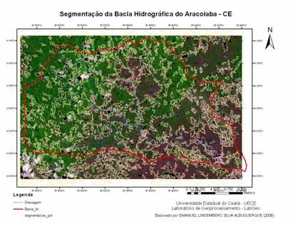 Fonte: Laboratório de Geoprocessamento - LabGeo Figura 3. Segmentação das áreas de maior vulnerabilidade ambiental na bacia hidrográfica do Aracoiaba CE.