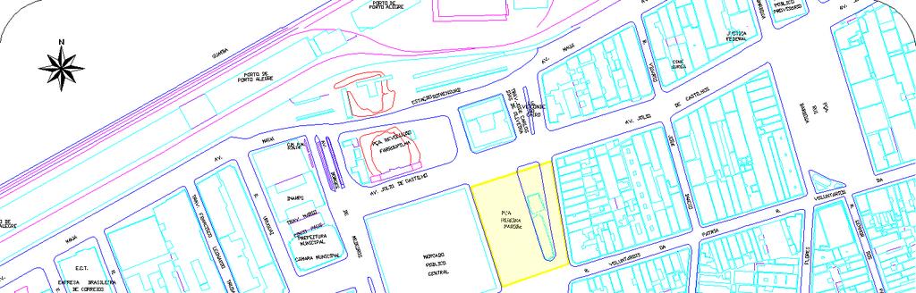 Mapa Planialtimétrico da Praça Pereira Parobé e entorno Notas: 1- Base