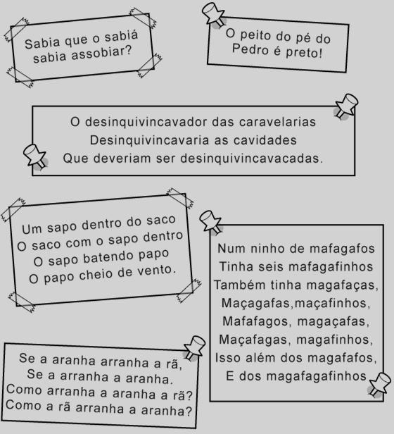 pronunciar, ou de sílabas formadas com os mesmos sons, mas em ordem diferente.