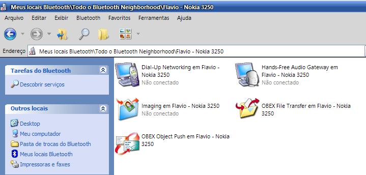dispositivos bluetooth visíveis próximos ao pc.