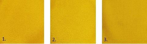 cor mais próxima do amarelo e não do alaranjado, as amostras de seda ficaram com cores mais saturadas.