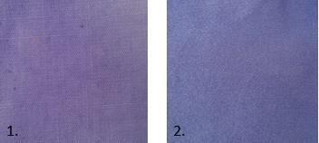 roxo e apresentou algumas manchas, na seda o tingimento foi uniforme com um toque mais azul.