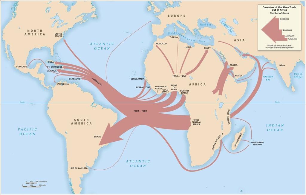 Visão geral do tráfico de escravos da África (1500-1900) Africanos cativos seguiram muitas rotas de suas pátrias para outras partes do mundo.