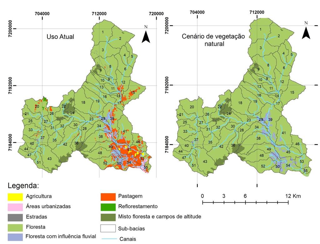 Modelo SWAT Figura 2 Cenários de uso da terra da bacia hidrográfica do rio Nhundiaquara O modelo SWAT foi desenvolvido pelo Agricultural Research Service em parceria com a Texas A&M University, no