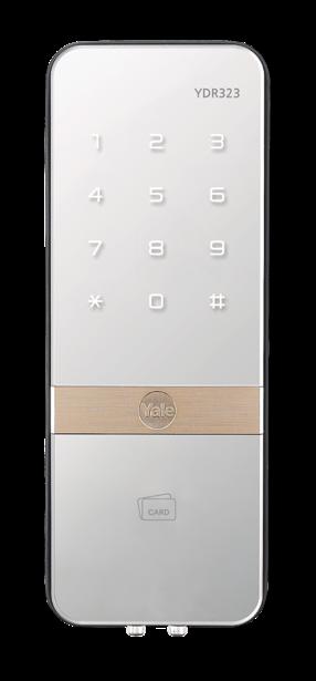 YDR 323 Fechadura Digital Com Leitor de Cartões de Proximidade Modelo para portas de madeira ou metal, ideal para uso em portas com puxador.