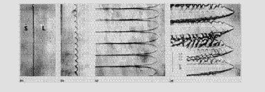 Crescimento da Fase Sólida a = 0,2 µm/s b = 1,0 µm/s c = 3,0 µm/s d = 7,0 µm/s Efeito do incremento na taxa de resfriamento sobre a