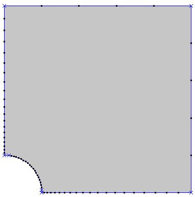 (a) Contorno. (b) Malha. Figura 12 Malha sem restrições. (a) Contorno. (b) Malha. Figura 13 Malha com restrições internas, geradas pela biblioteca de traçado de curvas offset.