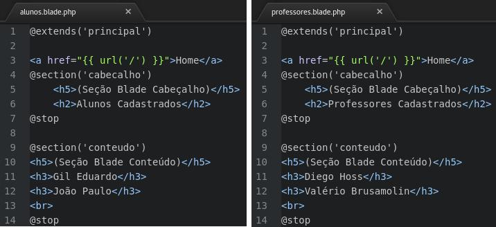 Adaptações no Blade principal: (Um link para retornar a