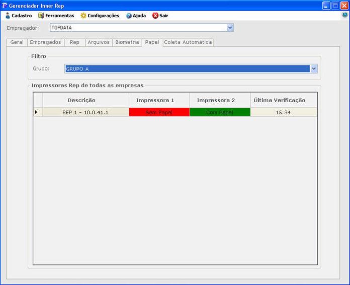 5.15.3 Verificar status de papel Opção válida para versão Access e SQL Server do Gerenciador Inner Rep.