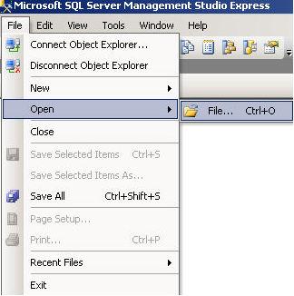 6.2.2 Criação do banco de dados no SQL Server 2005 Ser for SQL Server 2005, conecte-se no MS SQL 2005 através do Microsoft SQL Server Management Studio Express.