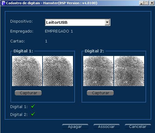 selecione o dedo da mão direita que tenha maior facilidade de captura da digital: Clique no botão Associar e