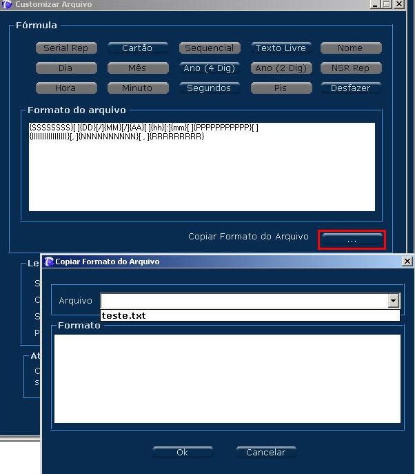 Clique no botão "OK" e retorne a tela de "Cadastro de Arquivo. Período: configura-se o período para gerar o arquivo AFD ou Customizado. - Completo: gera com todos os registros.