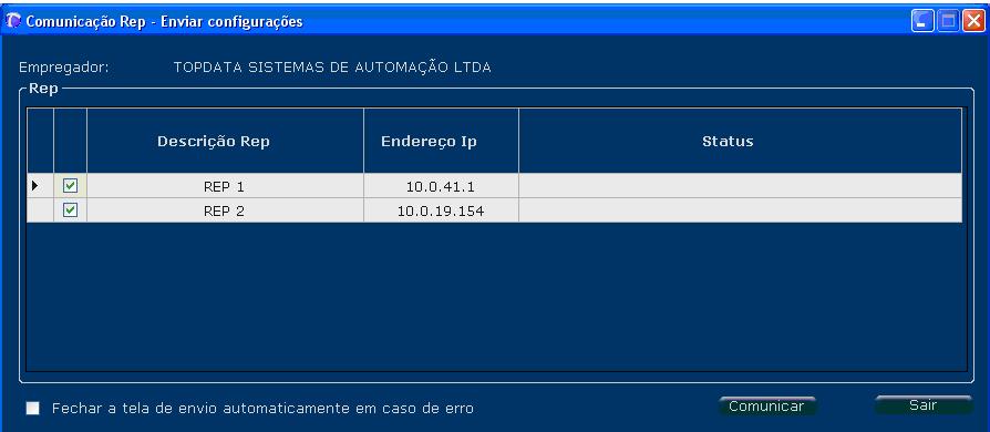 Clique no botão Comunicar : Aguarde a finalização do processo