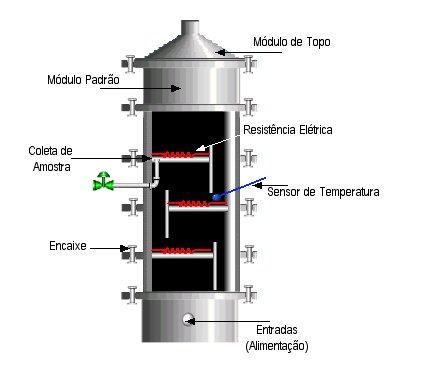 Apesar de indicados para utilização em colunas com diâmetros grandes, este dispositivo foi instalado com o objetivo de eliminar problemas decorrentes da introdução de vapor na corrente.
