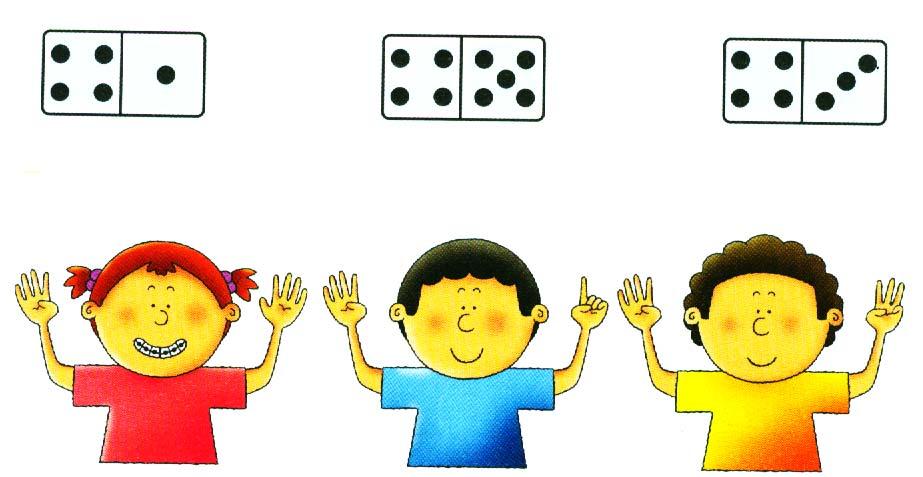 06- Ligue cada peça do dominó à criança que representa corretamente a