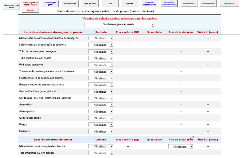 GestFrut_Amora: Sistema para Avaliações Econômico-financeiras da Produção de Amora 7 Fig. 11. Ilustração da tela de mão de obra para o caso de propriedade empresarial.