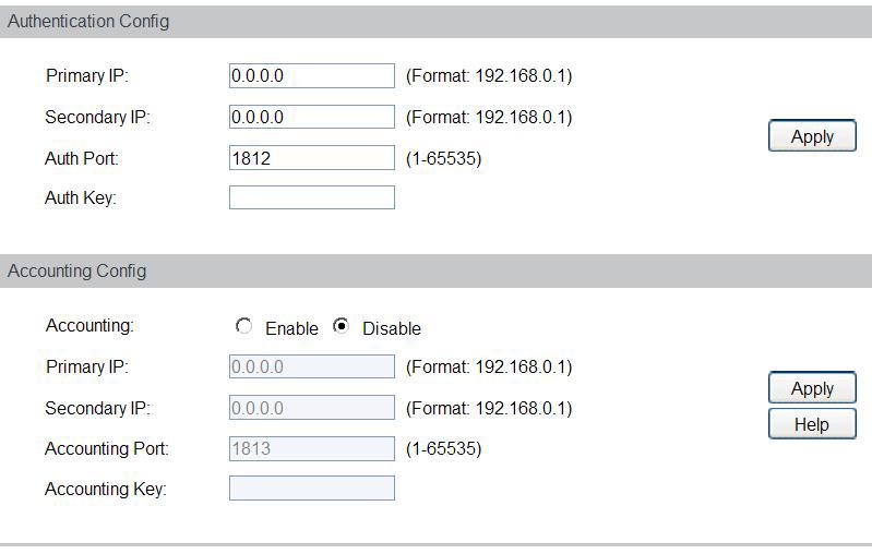 Escolha o menu Network Security 802.1X Radius Server para carregar a seguinte página.