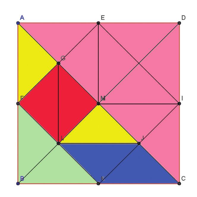 Exercício 4 A figura mostra um tangram, quebra-cabeça chinês constituído por sete peças: cinco triângulos - 2 rosas, um verde e