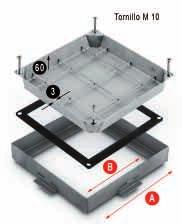 Tampa de saneamennto fabricada em INOX especialmente indicada para ser cheia com pavimento ou equivalente.