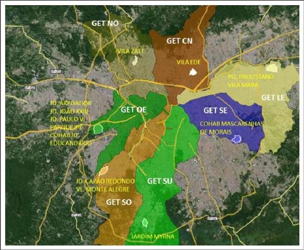 DEFINIÇÃO POR BAIRROS 1º PASSO - 1 POR GET FEVEREIRO PROJETO TESTE ÁREAS SELECIONADAS 1. GET NO: VILA ZATT 2. GET LE: VILA MARA 3. GET OE: JD.