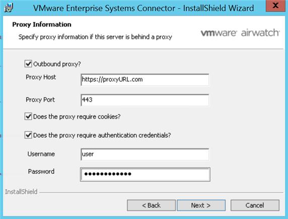 9 Clique em Avançar. 10 (somente VMware Identity Manager Connector) Na página Configuração do IDM Connector, insira as seguintes informações e, em seguida, clique em Próximo.