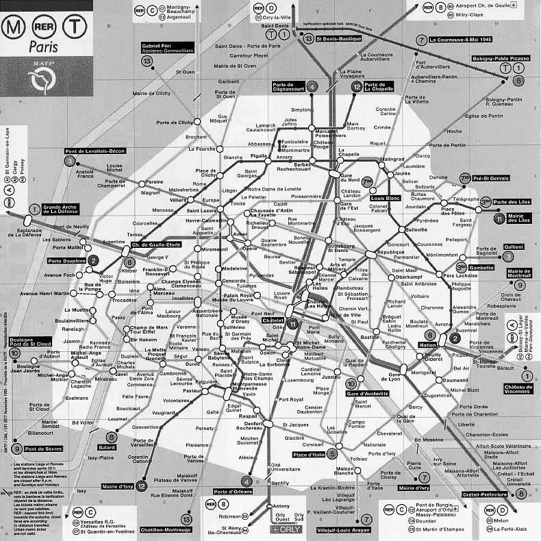 Tabela2: distâncias reais entre as estações do Metrô de Paris.