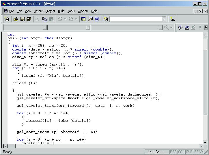 linha ou coluna. O código-fonte completo, utilizado no algoritmo para a DWT em C, encontra-se no anexo A1 deste trabalho.