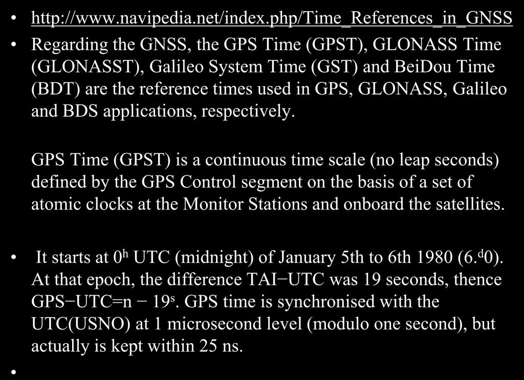 Referencia de tempo no GNSS http://www.navipedia.net/index.