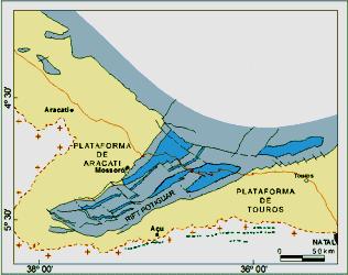 Tem como limite noroeste a Bacia do Ceará (Alto de Fortaleza), a leste, a Bacia de Pernambuco-Paraíba (Alto de Touros) e a sul, as rochas do embasamento pré-cambriano.