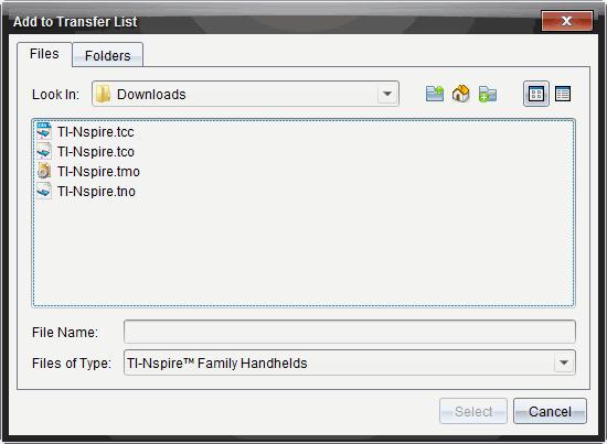 tno. Para atualizar uma unidade portátil TI-Nspire CAS, selecione TI-Nspire.tnc. 7. Clique em Selecionar. A Instalação do SO volta a ser apresentada com os ficheiros selecionados do SO. 8.