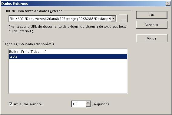 Inserir dados externos Procedimentos para utilização do BrOffice.