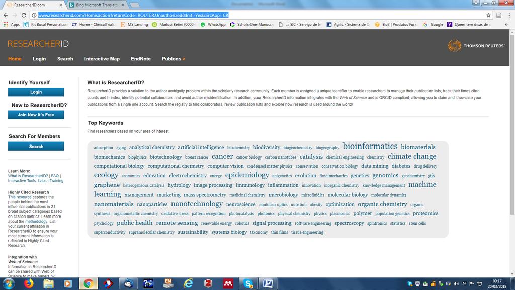 acesso http://www.researcherid.com/home.action?returncode= ROUTER.