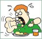 O ato de comer depressa prejudica a mastigação, e o menor tempo de contato do alimento com a saliva, que tem substâncias digestivas, atrapalha e lentifica a digestão que se inicia na