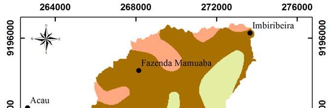 MUDANÇAS ESPAÇO TEMPORAIS DA VARIABILIDADE DA PRECIPITAÇÃO E PERDAS DE SOLO NA BACIA DO RIO MAMUABA, BRASIL O fator de erodibilidade do solo (Fator K) foi obtido a partir da associação do mapa de
