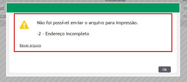 6.2. Falha na impressão direta Existem algumas situações que podem fazer com que a impressão direta não seja realizada com sucesso.