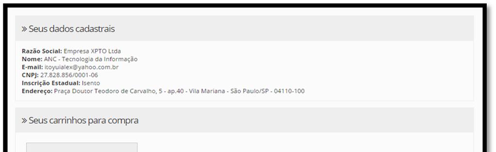 2. Navegação do sistema O SHOPPING CNA possui 3 áreas: Home; Pedidos; Carrinho em aberto. 2.1.