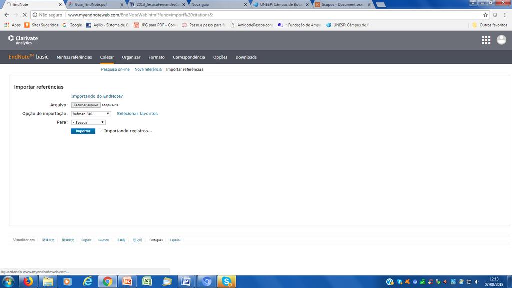 no endnote- coletar- importar referênciaselecionar a pasta-