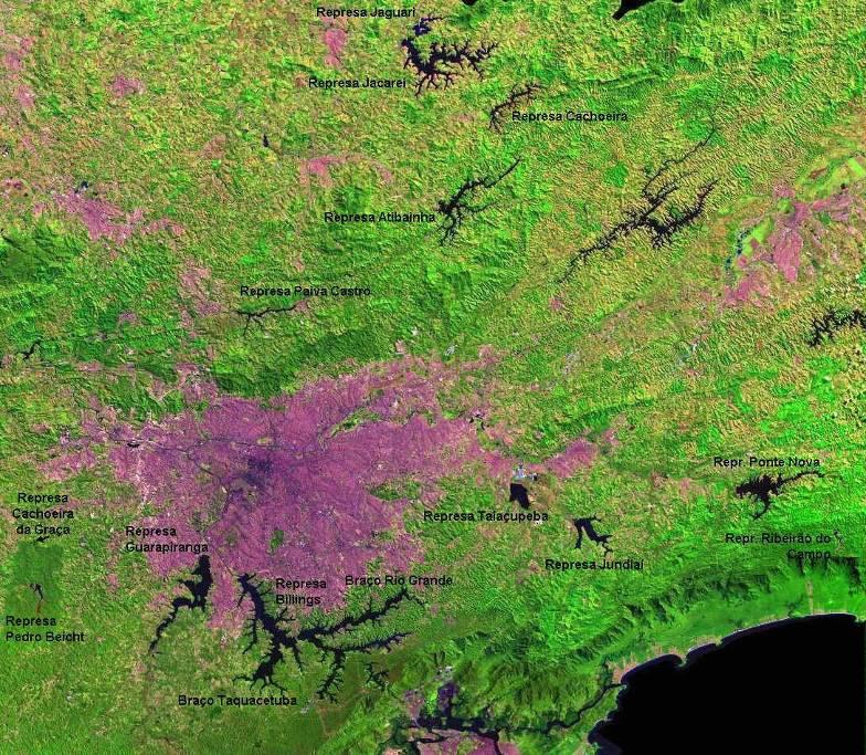 Metropolitan Region of São Paulo (RMSP) and reservoirs for water supply RMSP Image credits: EMBRAPA.