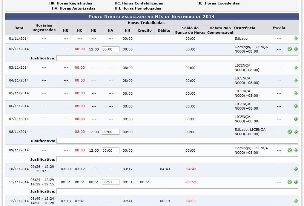 AUSÊNCIA CADASTRADA 10º PASSO VISUALIZANDO A LICENÇA CADASTRADA NO ESPELHO DE PONTO DO