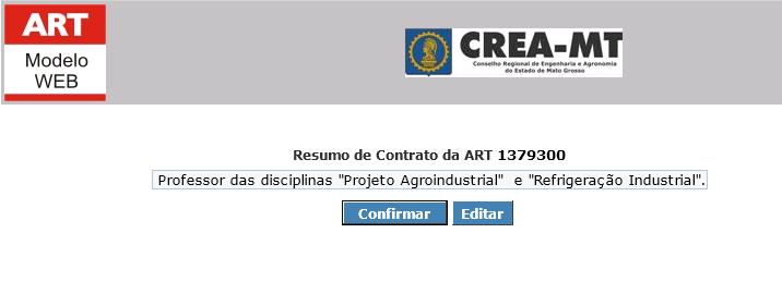 Ao final da digitação do texto, clique em Aplicar mudanças, será aberto a seguinte tela: Verificar se o texto do resumo encontra-se correto, clicar no botão Confirmar.