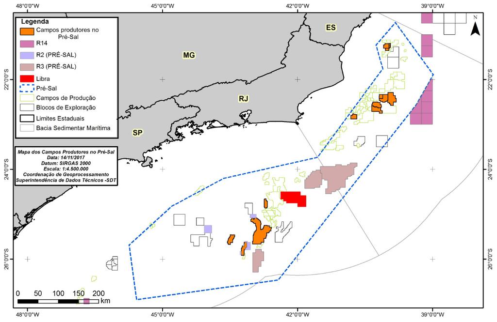Pré-Sal Potencial Petrolífero Offshore Onshore ~300 14 6.000 4% 128 23.