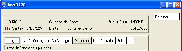 Estoquista Capitulo 10 Passo 8 Emitir a lista de Divergências que compara a Posição Salva do Estoque com as Quantidades Contadas usando o programa