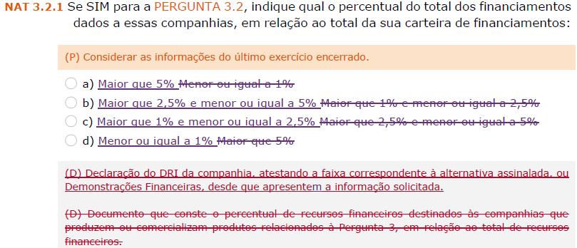 Dimensão: Natureza do Produto Principais alterações