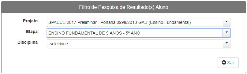 relatório. O sistema conta com um recurso de preenchimento automático para os níveis do filtro que possuam apenas uma opção disponível.