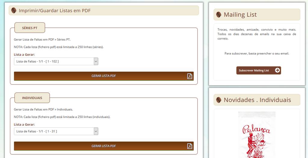 Nota Importante: Devido ao tempo de execução necessário para gerar ficheiros PDF com múltiplas páginas, cada lista de faltas está limitada a 250 elementos (cerca de 10 páginas).