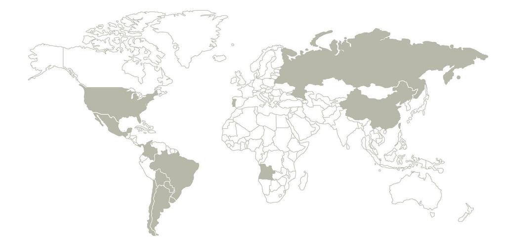 SOMOS TOTVS PRESENÇA A TOTVS ESTÁ PRESENTE NOS PRINCIPAIS CENTROS DE NEGÓCIO DO BRASIL E AMÉRICA LATINA PARA ESTAR SEMPRE PERTO DE VOCÊ E DA SUA EMPRESA RUSSIA 1 Joint Venture USA + 1 Tech Lab (CA) +