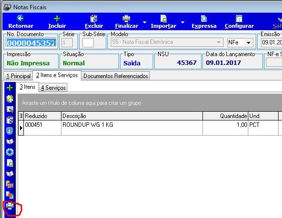 Figura 7 Emissão de Notas Fiscais - Impressão.