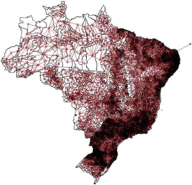 Otimização da rede Quilômetros de fibra necessários para