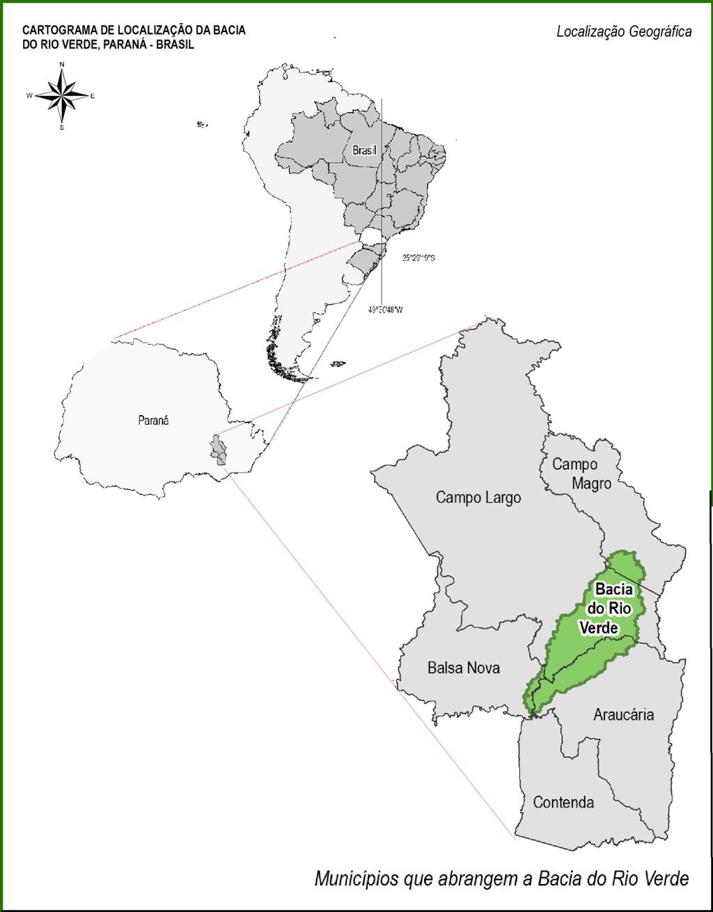 31 Figura 1 - Localização geográfica da bacia do rio Verde no Estado do Paraná. Fonte: Adaptado de CUNHA et al., 2011.