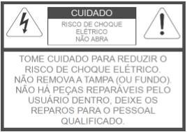 Este símbolo destina-se a alertar o usuário quanto à presença de tensão perigosa não isolada dentro do gabinete do produto, a qual pode ser de magnitude suficiente para constituir risco de choque